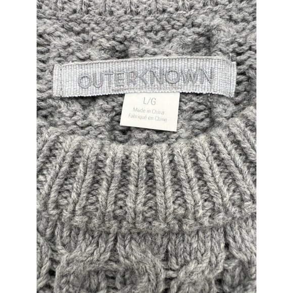 Outerknown gray cable knit crewneck sweater L wool cotton gorpcore outdoor - Picture 3 of 8